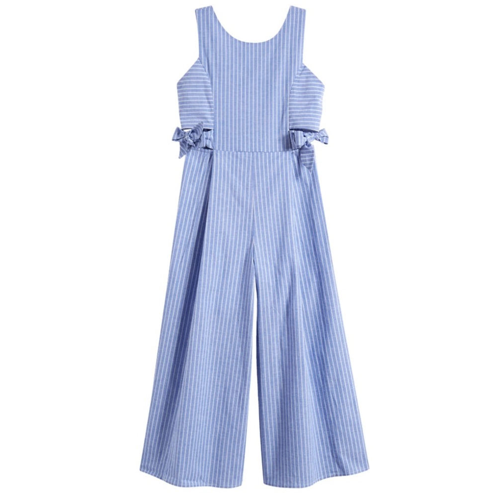 Girls Ava & Yelly Cutout Stripe Jumpsuit - kids size 10